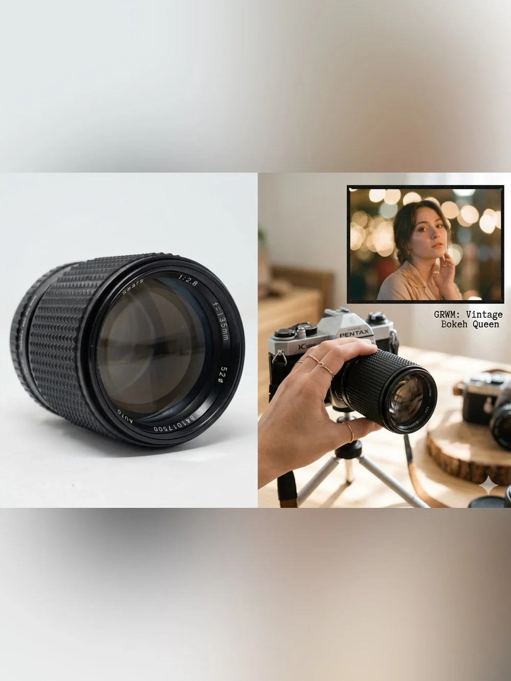 VINTAGE Sears 135mm f/2.8 Macro Lens - Pentax K PK Mount - Photography Lens